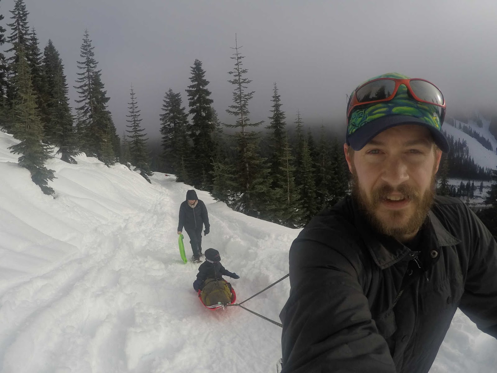 Snowshoeing & Sledding on Skyline Lake trail in Washington